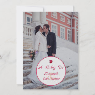 40th Wedding Anniversary Elegant Photo A Ruby Do  Invitation
