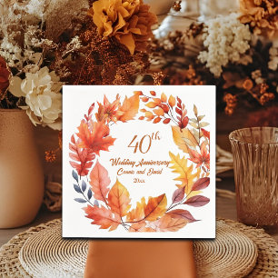 40th Wedding Anniversary Fall Floral Napkin