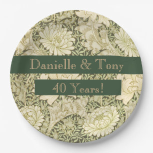 40th Wedding Anniversary Floral  Paper Plate