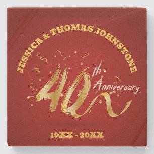 40th Wedding Anniversary Gift Personalised Stone Coaster