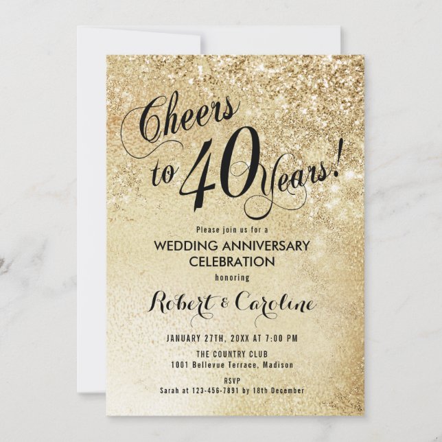 40th Wedding Anniversary Gold Invitation (Front)