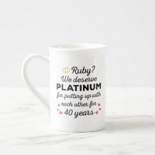 40th Wedding Anniversary I - Ruby Funny Couple Bone China Mug