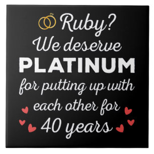 40th Wedding Anniversary I - Ruby Funny Couple Ceramic Tile