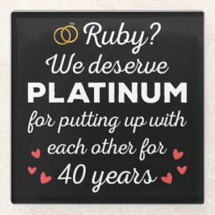 40th Wedding Anniversary I - Ruby Funny Couple Glass Coaster