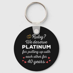 40th Wedding Anniversary I - Ruby Funny Couple Key Ring