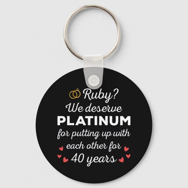40th Wedding Anniversary I - Ruby Funny Couple Key Ring (Front)