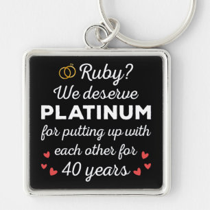 40th Wedding Anniversary I - Ruby Funny Couple Key Ring