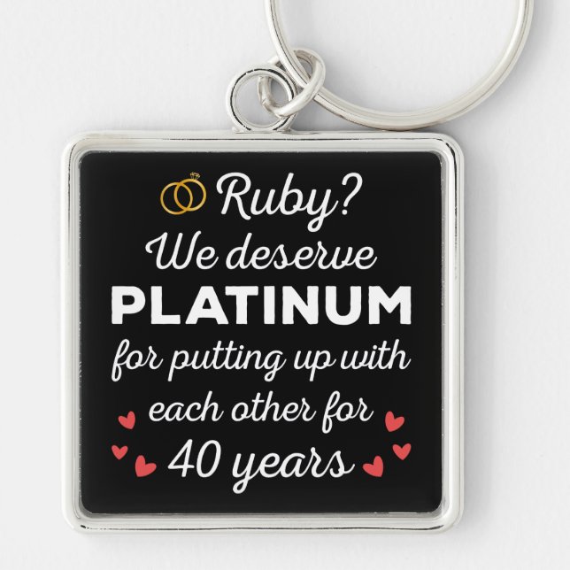 40th Wedding Anniversary I - Ruby Funny Couple Key Ring (Front)