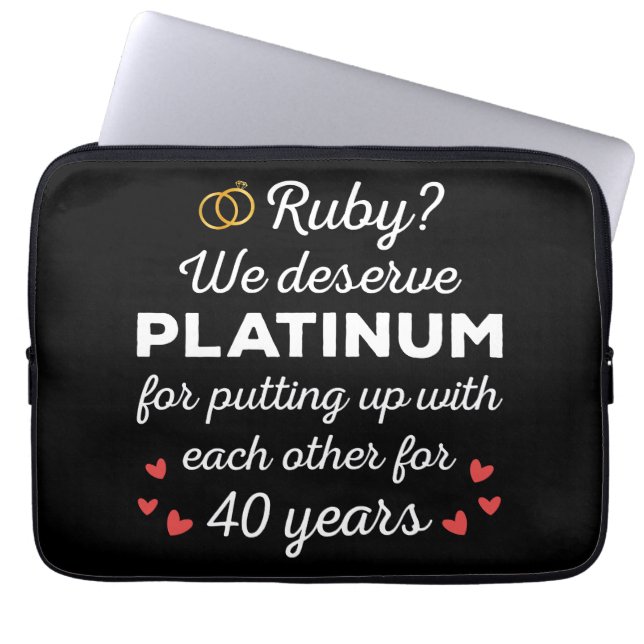 40th Wedding Anniversary I - Ruby Funny Couple Laptop Sleeve (Front)