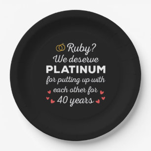40th Wedding Anniversary I - Ruby Funny Couple Paper Plate