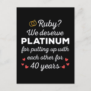 40th Wedding Anniversary I - Ruby Funny Couple Postcard