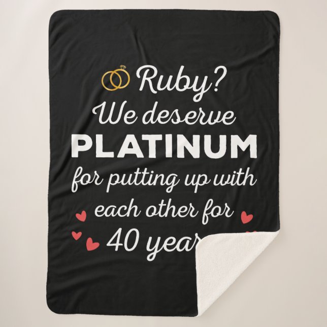 40th Wedding Anniversary I - Ruby Funny Couple Sherpa Blanket (Front)
