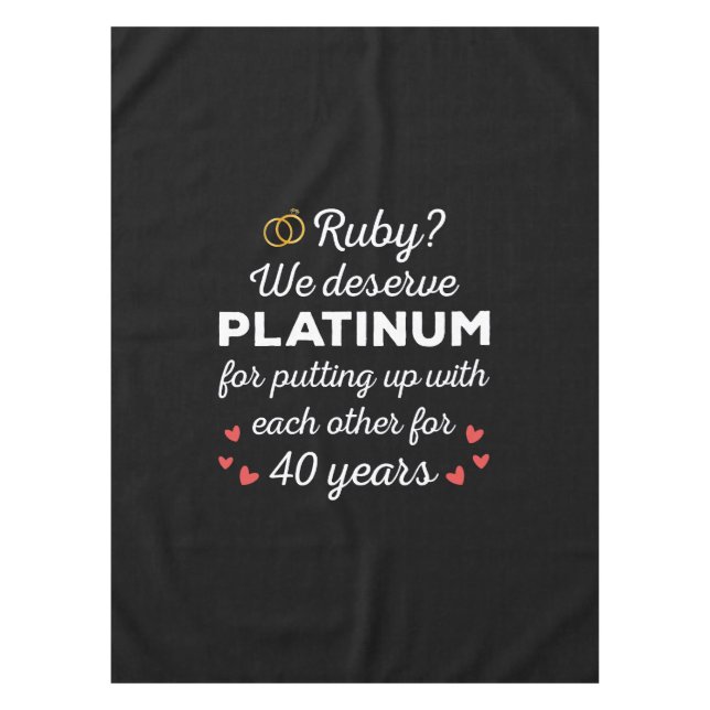 40th Wedding Anniversary I - Ruby Funny Couple Tablecloth (Front)