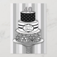 40th Wedding Anniversary Invitation, 3-Tier Cake