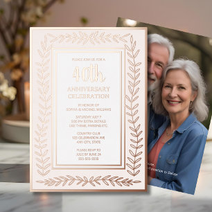 40th Wedding Anniversary Invitation Botanical Rose