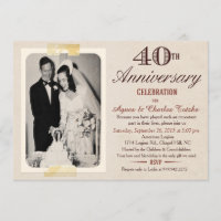 40th Wedding Anniversary Invitation - Custom Photo