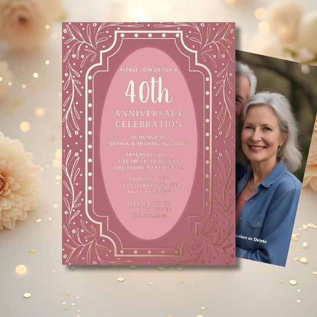 40th Wedding Anniversary Invitations Elegant (Creator Uploaded)