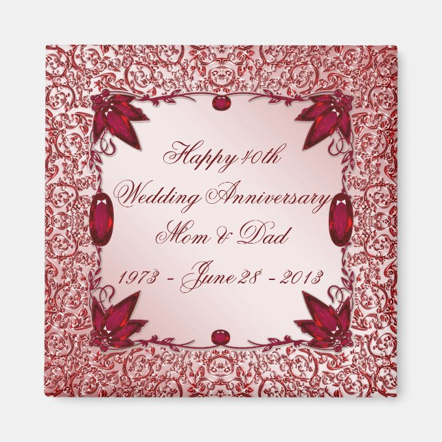 40th Wedding Anniversary Magnet (Front)
