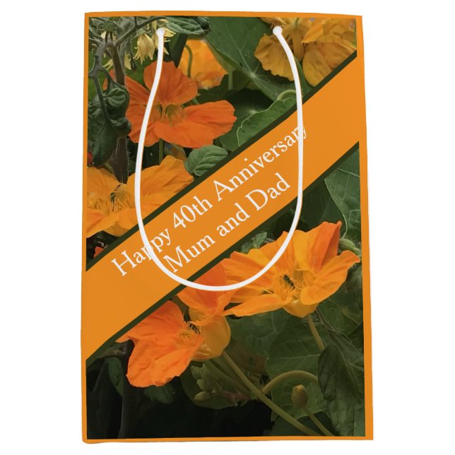 40th Wedding Anniversary Nasturtium alternative Medium Gift Bag (Front)