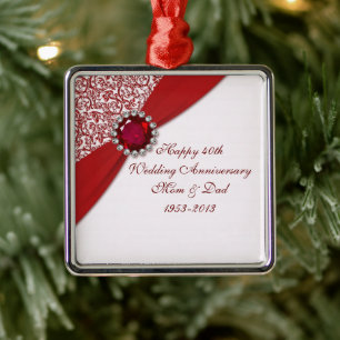 40th Wedding Anniversary Ornament