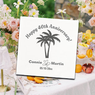 40th Wedding Anniversary Palm Trees Napkin