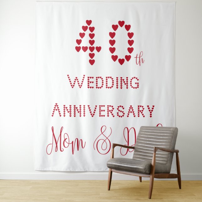 40th Wedding Anniversary Parents Ruby Wedding Tapestry (In Situ)