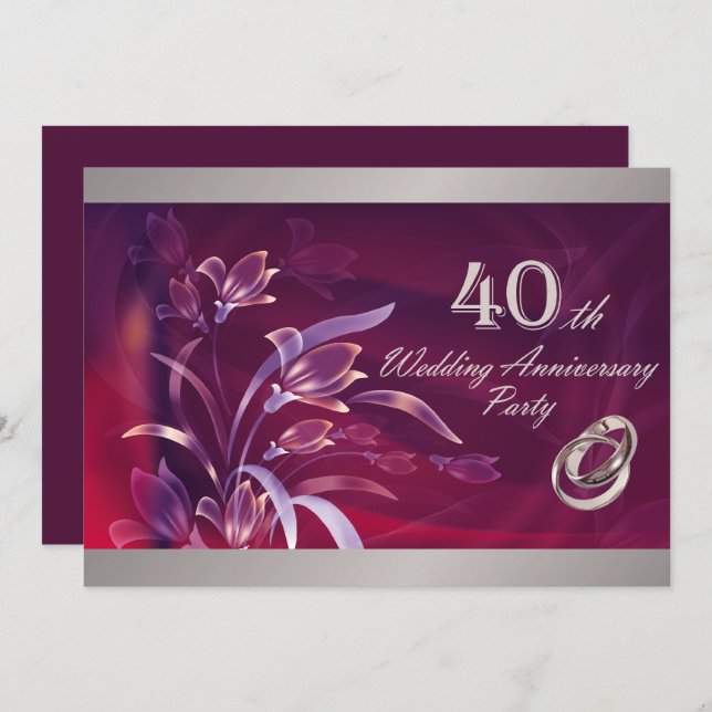 40th Wedding Anniversary Party Invitations (Front/Back)