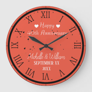  40th Wedding Anniversary Personalised Large Clock