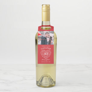 40th wedding Anniversary photo gemstone heart Bottle Tag