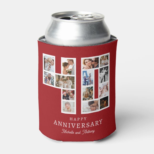 40th Wedding Anniversary Photo Ruby Red Can Cooler (Can Front)
