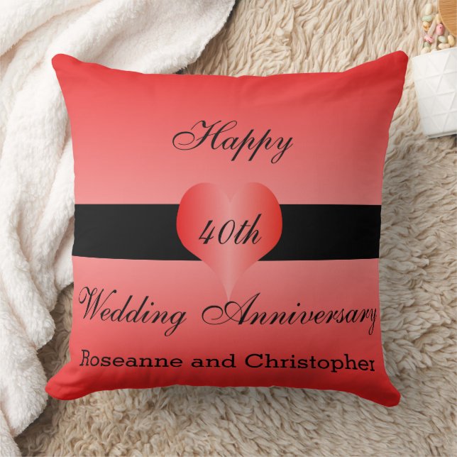 40th Wedding Anniversary Red Heart Cushion (Blanket)