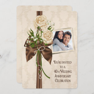 40th Wedding Anniversary Roses Invitation