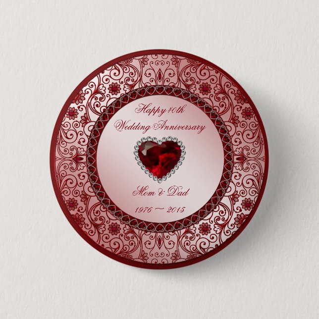 40th Wedding Anniversary Round Button (Front)