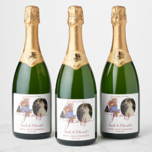 40th Wedding Anniversary Ruby 2 Photo Sparkling Wine Label