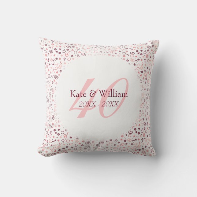 40th Wedding Anniversary Ruby Confetti Cushion (Front)