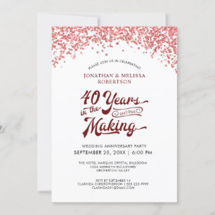 40th Wedding Anniversary Ruby Confetti Invitation