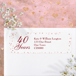 40th Wedding Anniversary Ruby Confetti Return Address Label