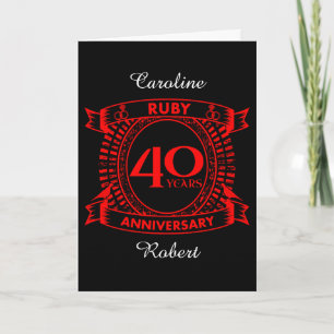 40th wedding anniversary ruby crest card