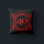 40th wedding anniversary ruby crest cushion<br><div class="desc">A romantic design to celebrate your 40th year of marriage. If you would like any help customising this design please contact me, their is an ask this designer button, just below this text. This fortieth, 40 years wedding anniversary crest has the text ruby as that is the traditional gift for...</div>