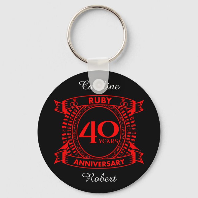 40th wedding anniversary ruby crest key ring (Front)