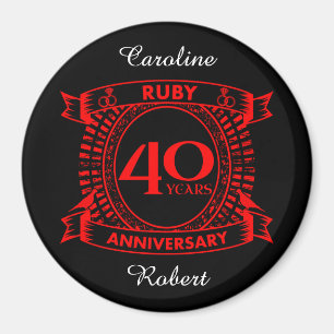 40th wedding anniversary ruby crest magnet