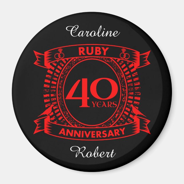 40th wedding anniversary ruby crest magnet (Front)
