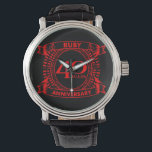 40th wedding anniversary ruby crest watch<br><div class="desc">A romantic design to celebrate your 40th year of marriage. If you would like any help customising this design please contact me, their is an ask this designer button, just below this text. This fortieth, 40 years wedding anniversary crest has the text ruby as that is the traditional gift for...</div>