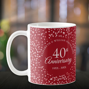 40th Wedding Anniversary Ruby Hearts Coffee Mug