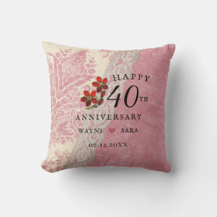 40th Wedding Anniversary Ruby Jewel Cushion