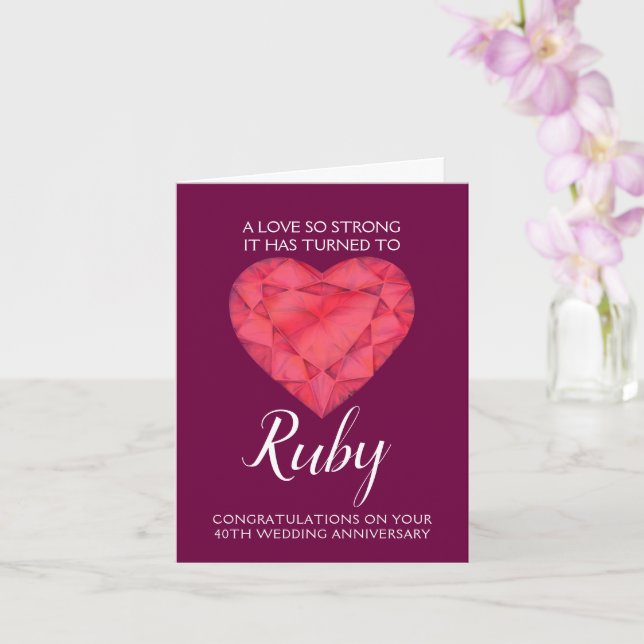 40th Wedding Anniversary Ruby Love so strong Card (Orchid)