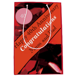 40th Wedding Anniversary Ruby Medium Gift Bag