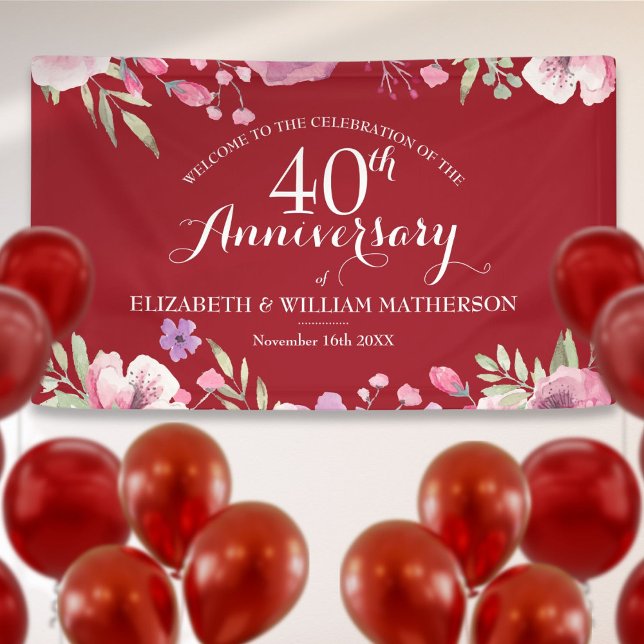 40th Wedding Anniversary Ruby Roses Welcome Banner (40th Wedding Anniversary Ruby Roses Welcome Banner)