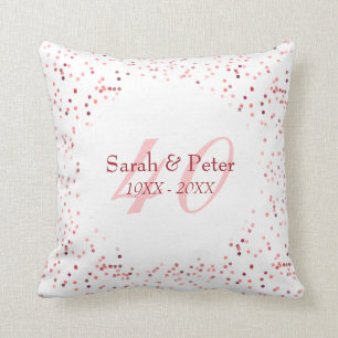 40th Wedding Anniversary Ruby Stardust Confetti Cushion