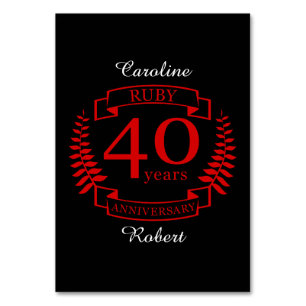 40th Wedding ANNIVERSARY RUBY Table Number